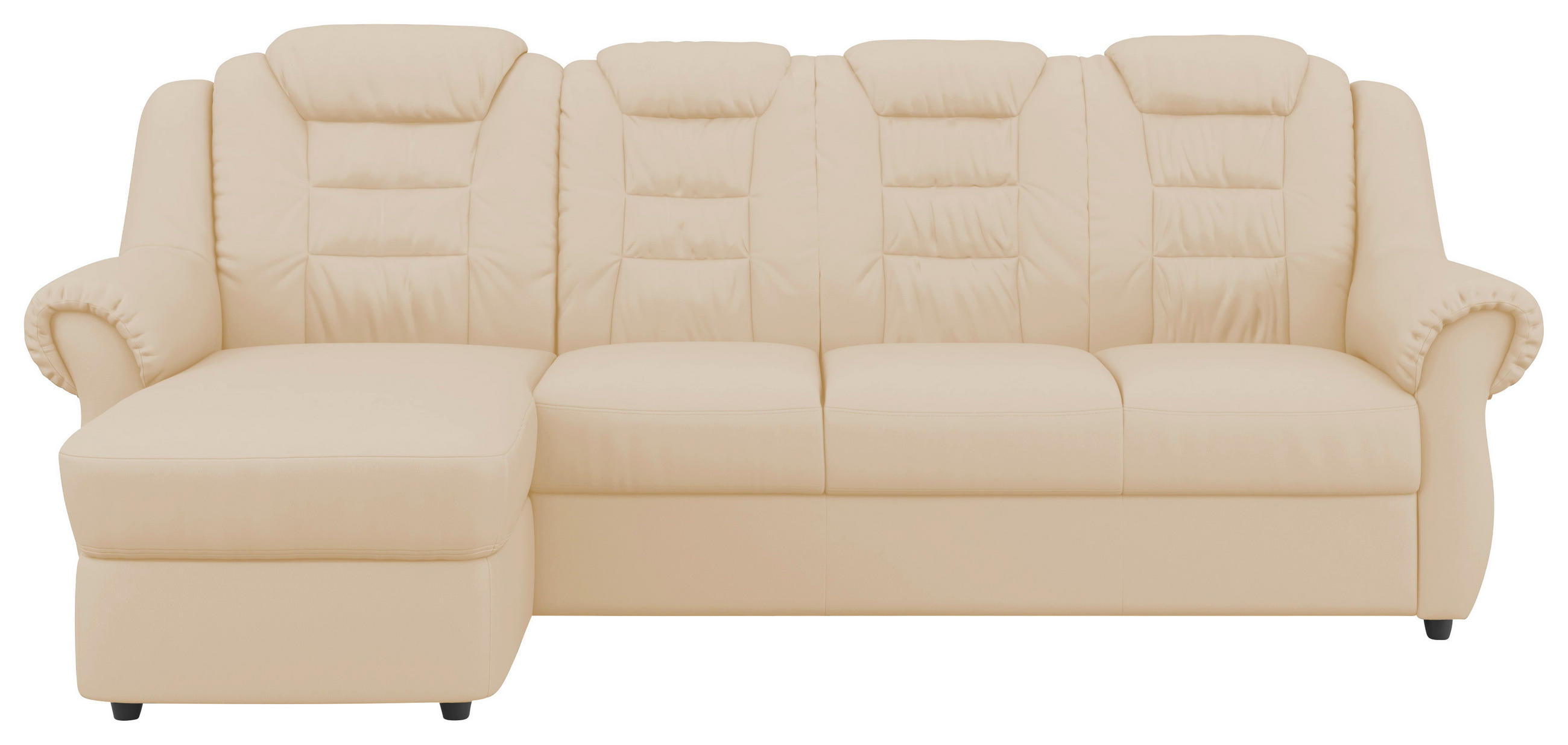ECKSOFA 165/262 cm  in Lederlook Beige Rücken echt  165/262 cm  - Beige/Schwarz, KONVENTIONELL, Kunststoff/Textil (165/262cm) - Livetastic