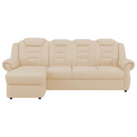 ECKSOFA 165/262 cm  in Lederlook Beige Rücken echt  165/262 cm  - Beige/Schwarz, KONVENTIONELL, Kunststoff/Textil (165/262cm) - Livetastic