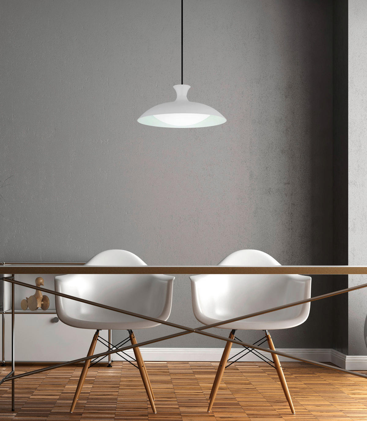 LED-HÄNGELEUCHTE ROCHA 40/150 cm   - Opal/Schwarz, KONVENTIONELL, Kunststoff/Metall (40/150cm) - Globo