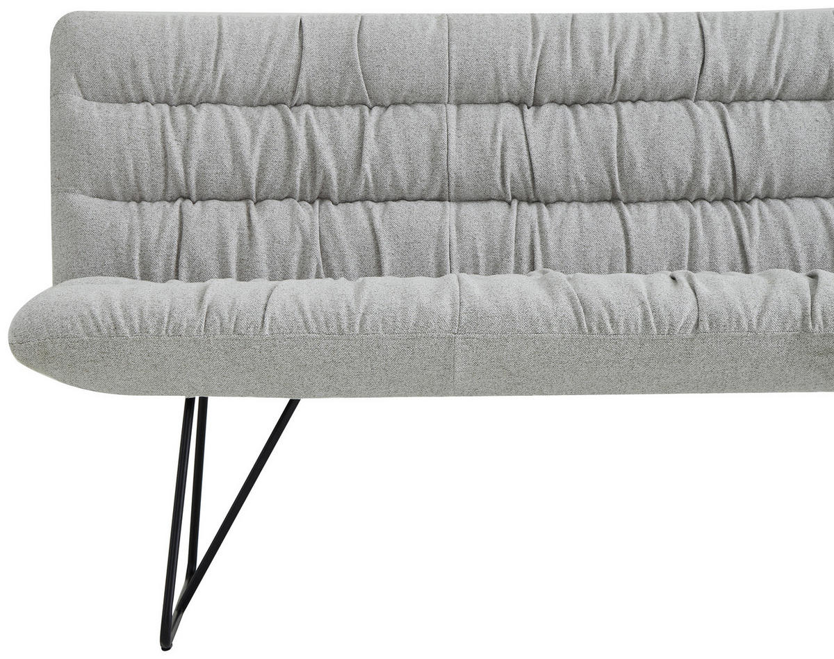 SITZBANK 182/88/66 cm Leinenoptik Schwarz, Hellgrau  - Hellgrau/Schwarz, Design, Textil/Metall (182/88/66cm) - Dieter Knoll