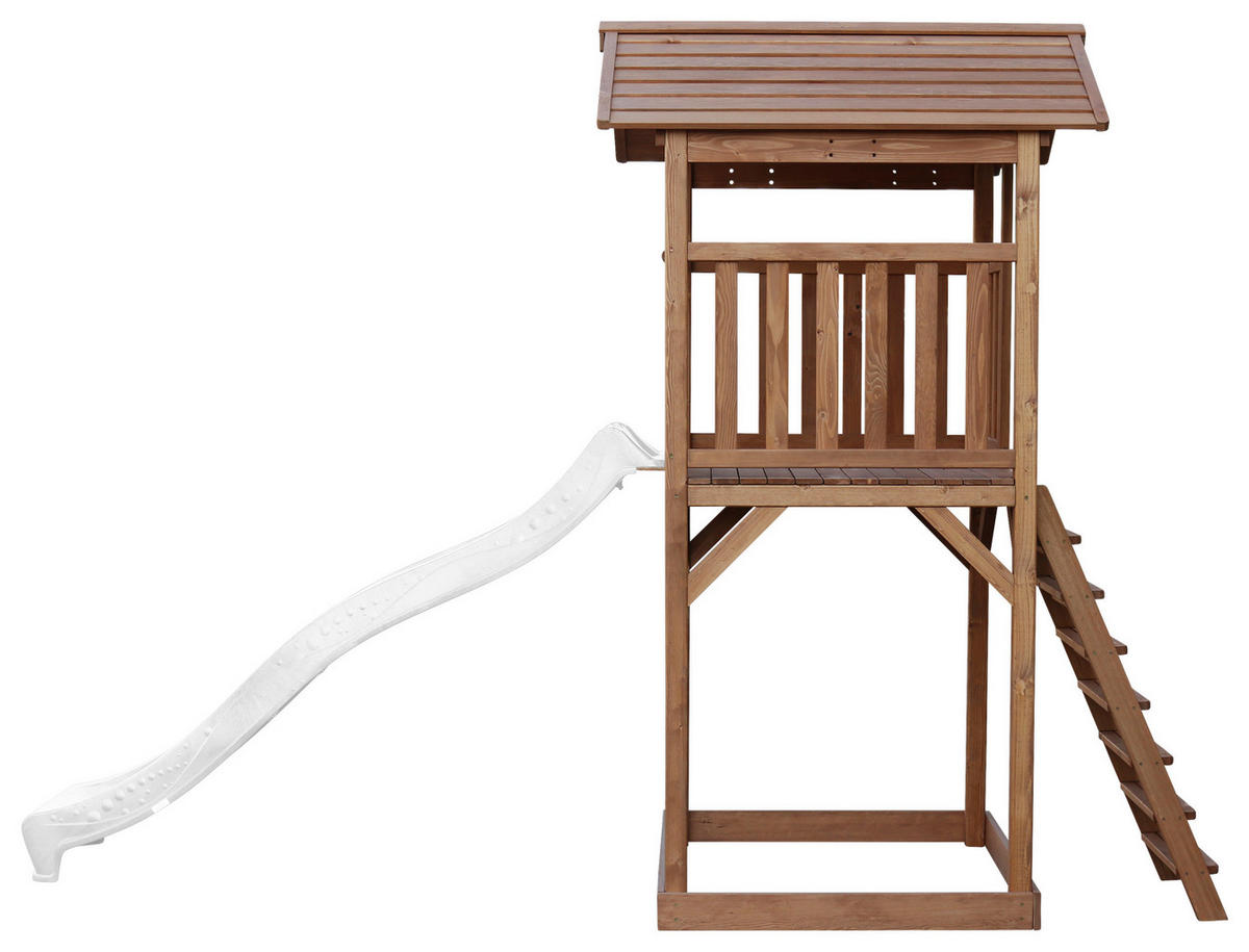SPIELTURM 111,2/241,9/349 cm  - Braun/Weiß, KONVENTIONELL, Holz/Kunststoff (111,2/241,9/349cm) - Ambia Garden