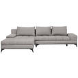 ECKSOFA  in Webstoff Grau Rückenkissen, Bettkasten, Schlaffunktion, Rücken echt  212/315 cm  - Schwarz/Grau, Design, Textil/Metall (212/315cm) - Carryhome