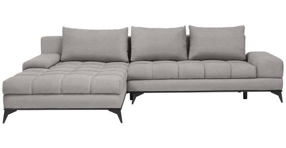 ECKSOFA  in Webstoff Grau Rückenkissen, Bettkasten, Schlaffunktion, Rücken echt  212/315 cm  - Schwarz/Grau, Design, Textil/Metall (212/315cm) - Carryhome
