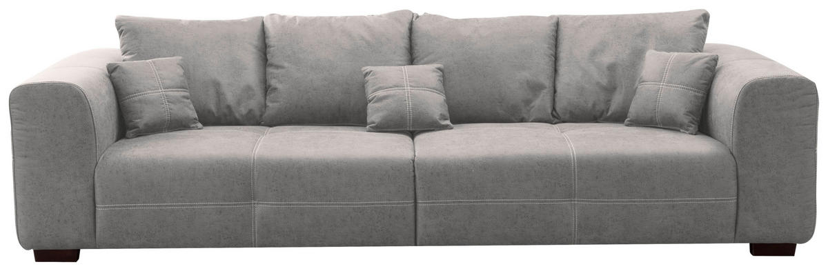 BIGSOFA Flachgewebe Hellgrau  - Beige/Hellgrau, KONVENTIONELL, Holz/Textil (287/69/108cm) - Cantus