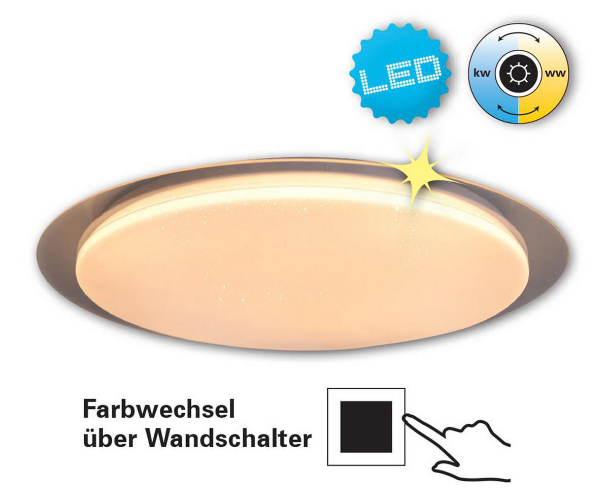 LED-DECKENLEUCHTE Locarno 46/7 cm   - Klar/Weiß, Basics, Kunststoff/Metall (46/7cm) - Näve