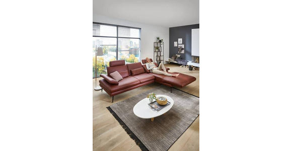 ECKSOFA in Echtleder Dunkelrot - Schwarz/Dunkelrot, Design, Leder/Metall (310/180cm) - Dieter Knoll