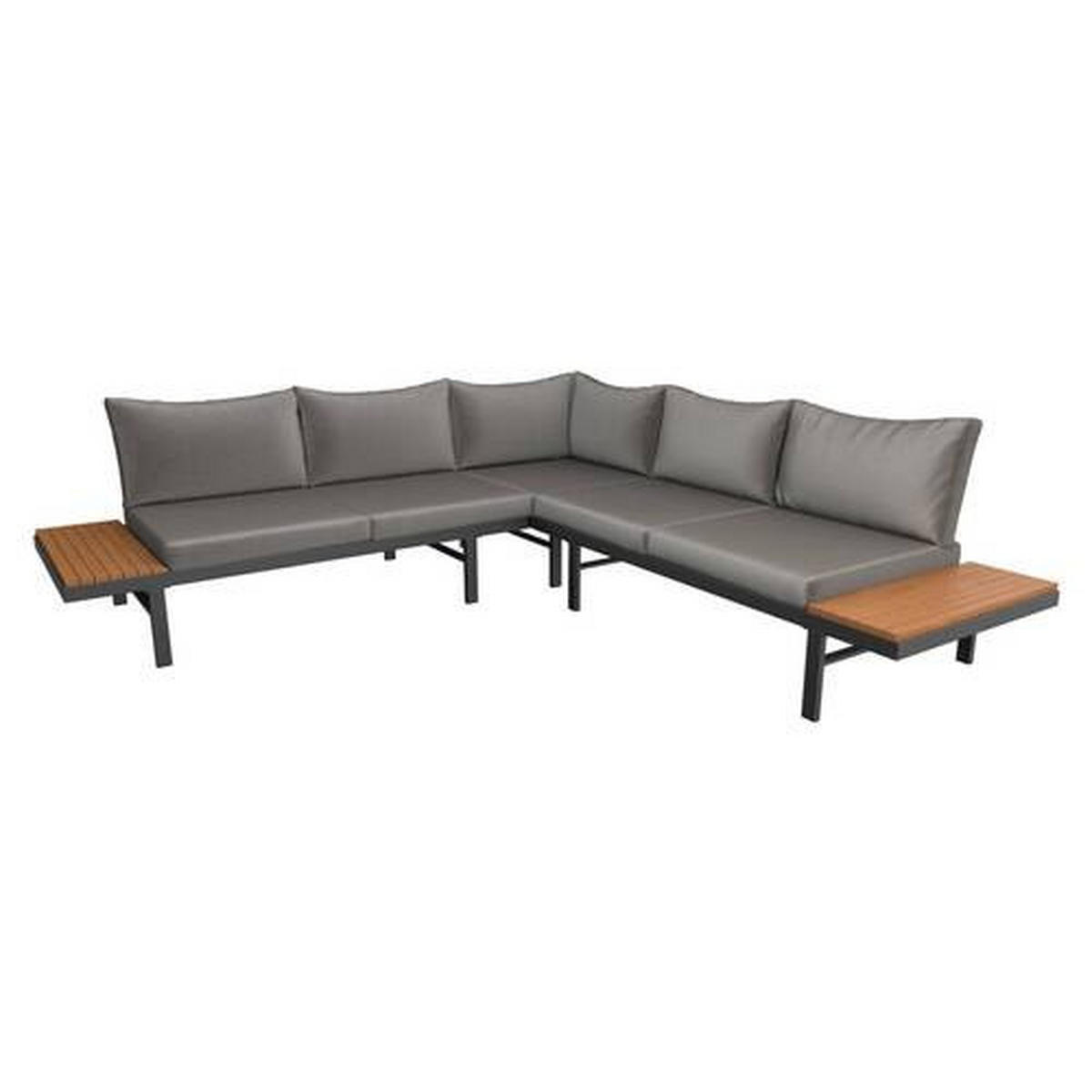 LOUNGE GARNITURA   drvo, metal, staklo  siva    - siva, Design, staklo/drvo - Ambia Garden