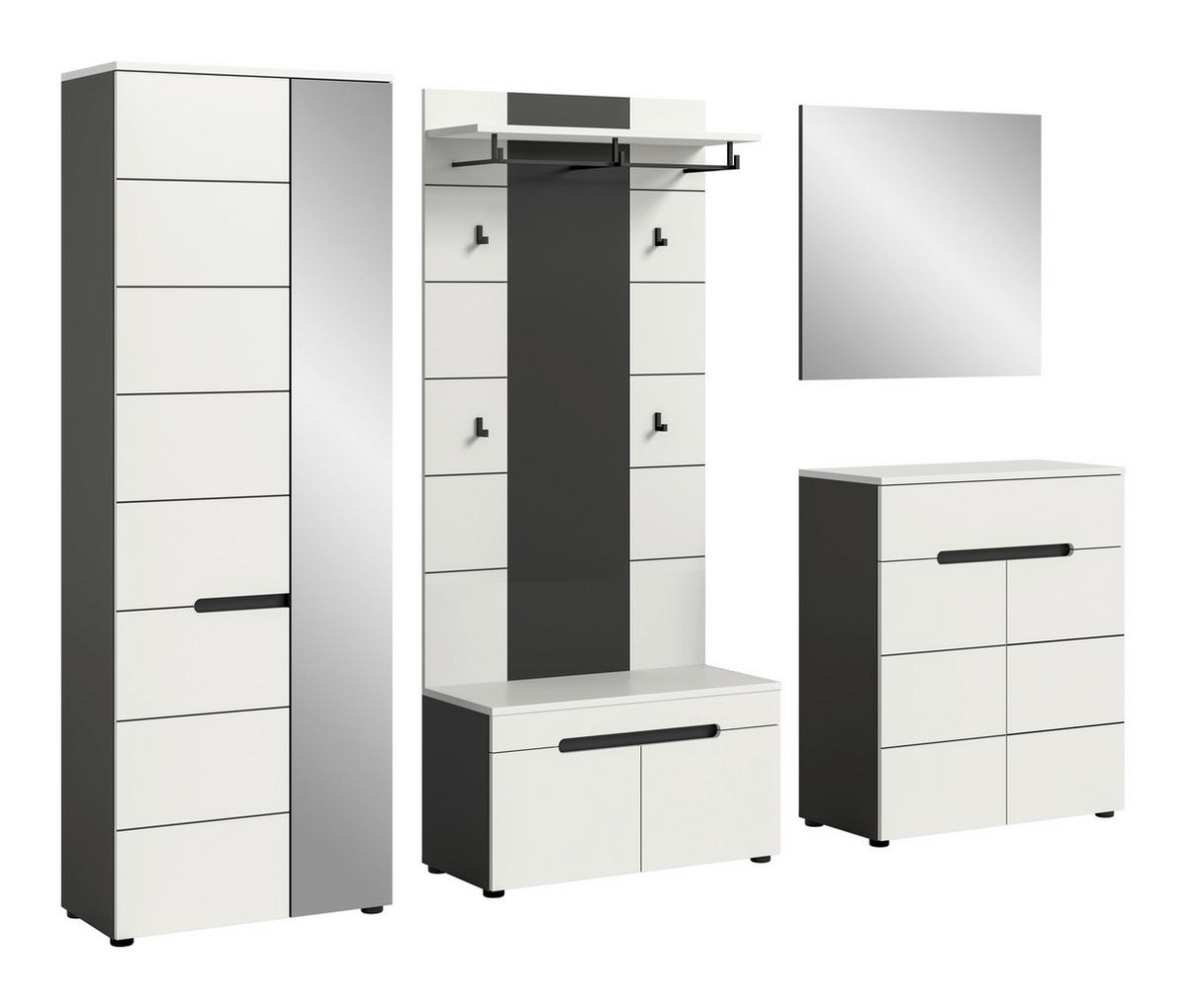 ŠATNA, 255/190/37 cm - šedá/bílá, Design, kompozitní dřevo (255/190/37cm) - Livetastic