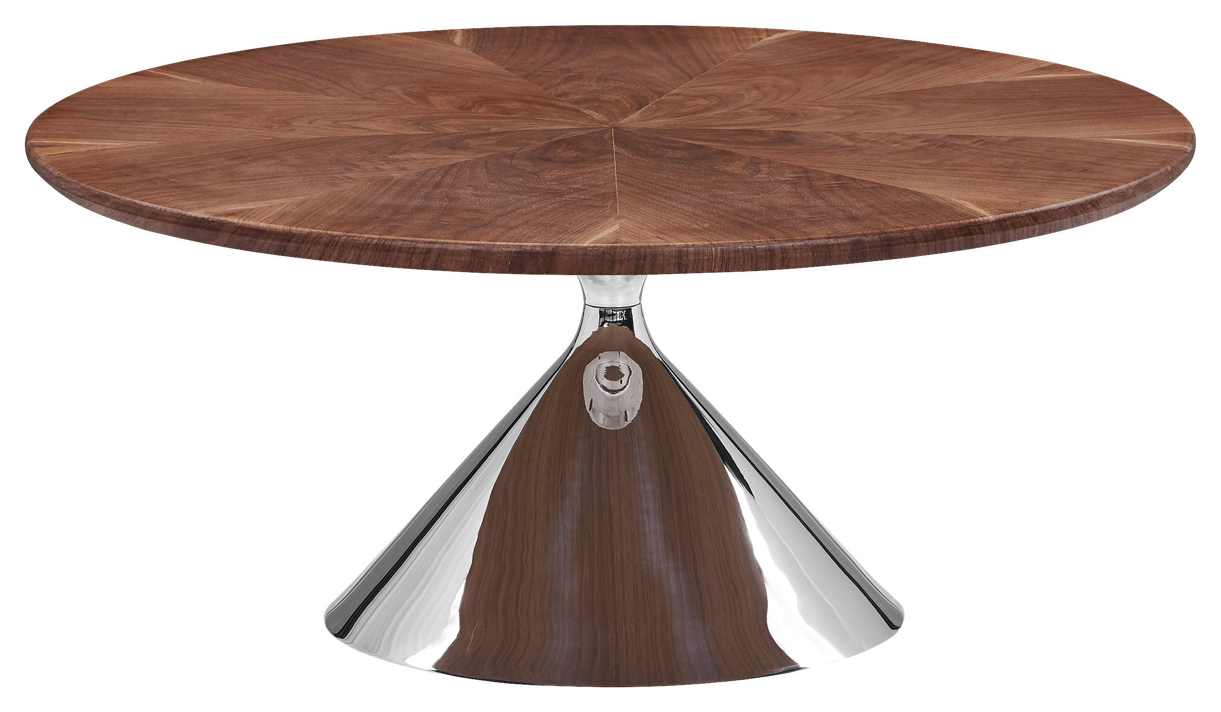 COUCHTISCH Ligneo Walnuss furniert 90/90/41 cm rund Walnussfarben  - Edelstahlfarben/Walnussfarben, Design, Holz/Metall (90/90/41cm) - Novel