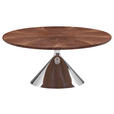 COUCHTISCH Ligneo Walnuss furniert 90/90/41 cm rund Walnussfarben  - Edelstahlfarben/Walnussfarben, Design, Holz/Metall (90/90/41cm) - Novel