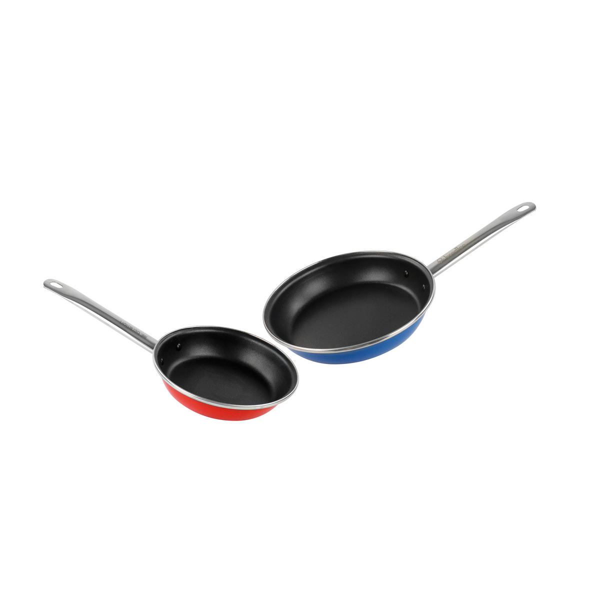 PFANNENSET Stahl 2-teilig  - Blau/Rot, Basics, Metall - Benetton