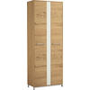 GARDEROBENSCHRANK 72/195/37 cm  - Weiss/Edelstahlfarben, Design, Glas/Holz (72/195/37cm)