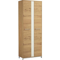 GARDEROBENSCHRANK 72/195/37 cm  - Weiss/Edelstahlfarben, Design, Glas/Holz (72/195/37cm)