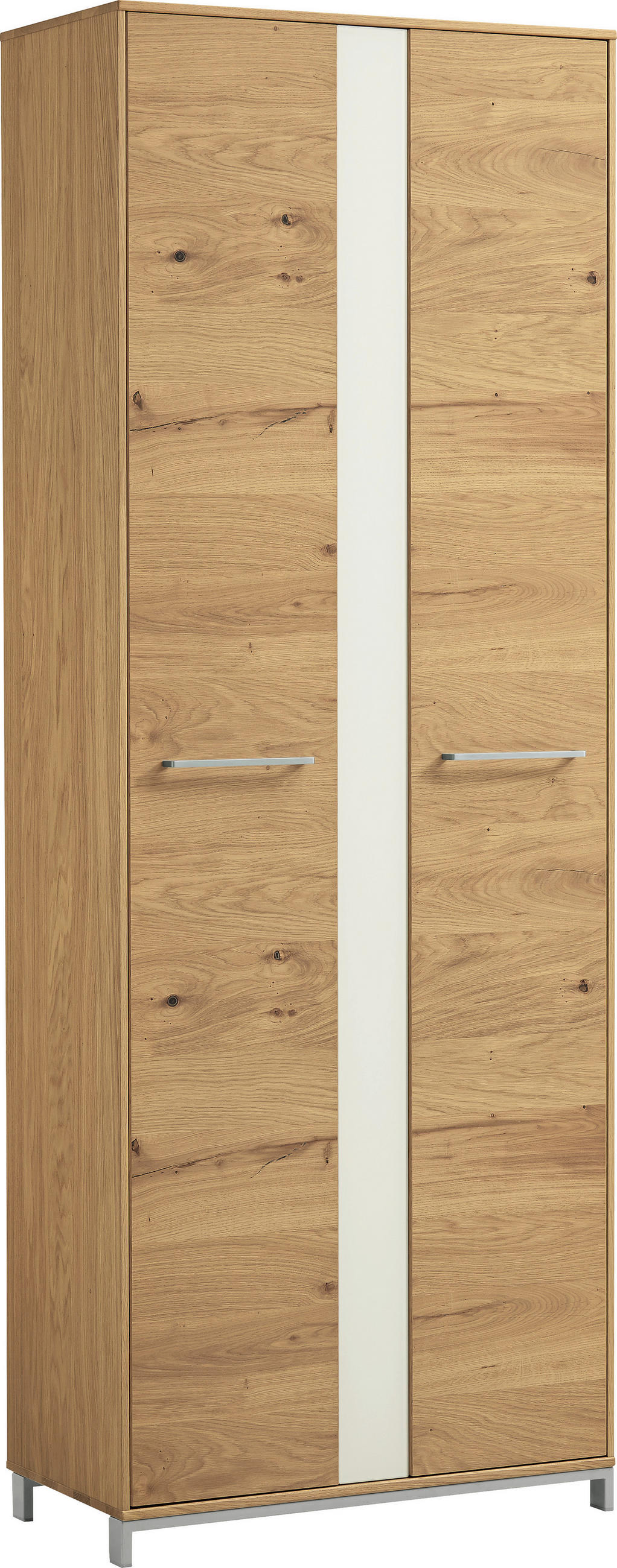 GARDEROBENSCHRANK 72/195/37 cm  - Weiss/Edelstahlfarben, Design, Glas/Holz (72/195/37cm)