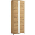 GARDEROBENSCHRANK  in 72/195/37 cm  - Edelstahlfarben/Eichefarben, Natur, Glas/Holz (72/195/37cm) - Novel