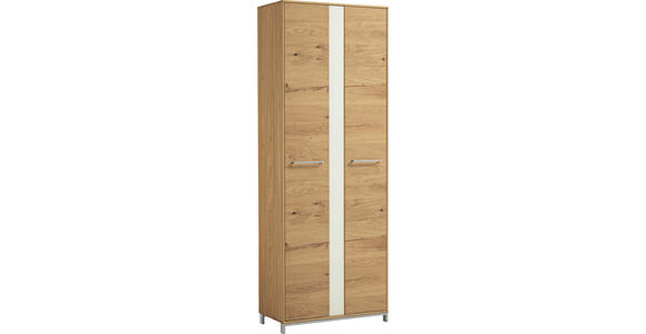 GARDEROBENSCHRANK  in 72/195/37 cm  - Edelstahlfarben/Eichefarben, Natur, Glas/Holz (72/195/37cm) - Novel
