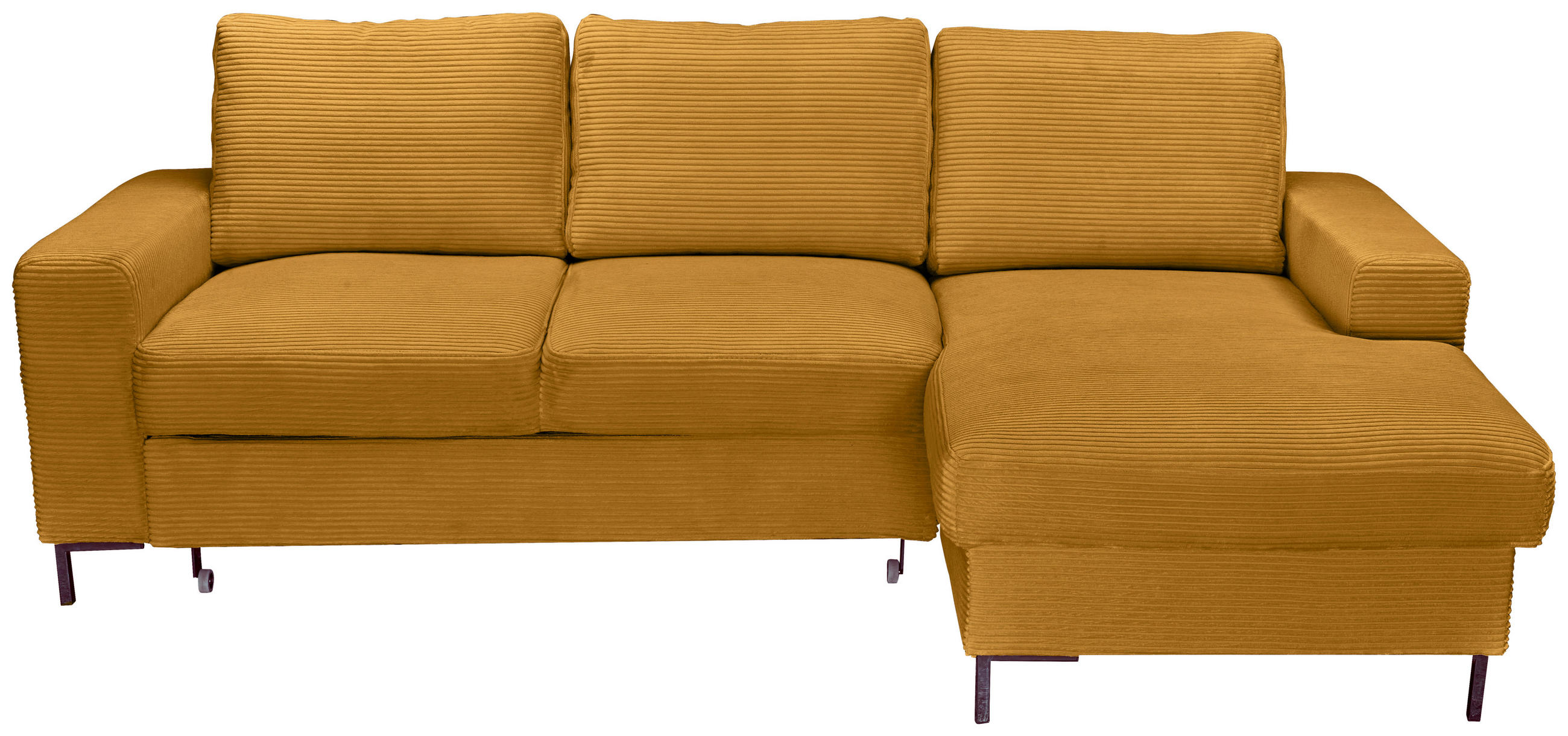 ECKSOFA Currygelb Cord  - Currygelb/Schwarz, KONVENTIONELL, Textil/Metall (240/150cm) - Carryhome