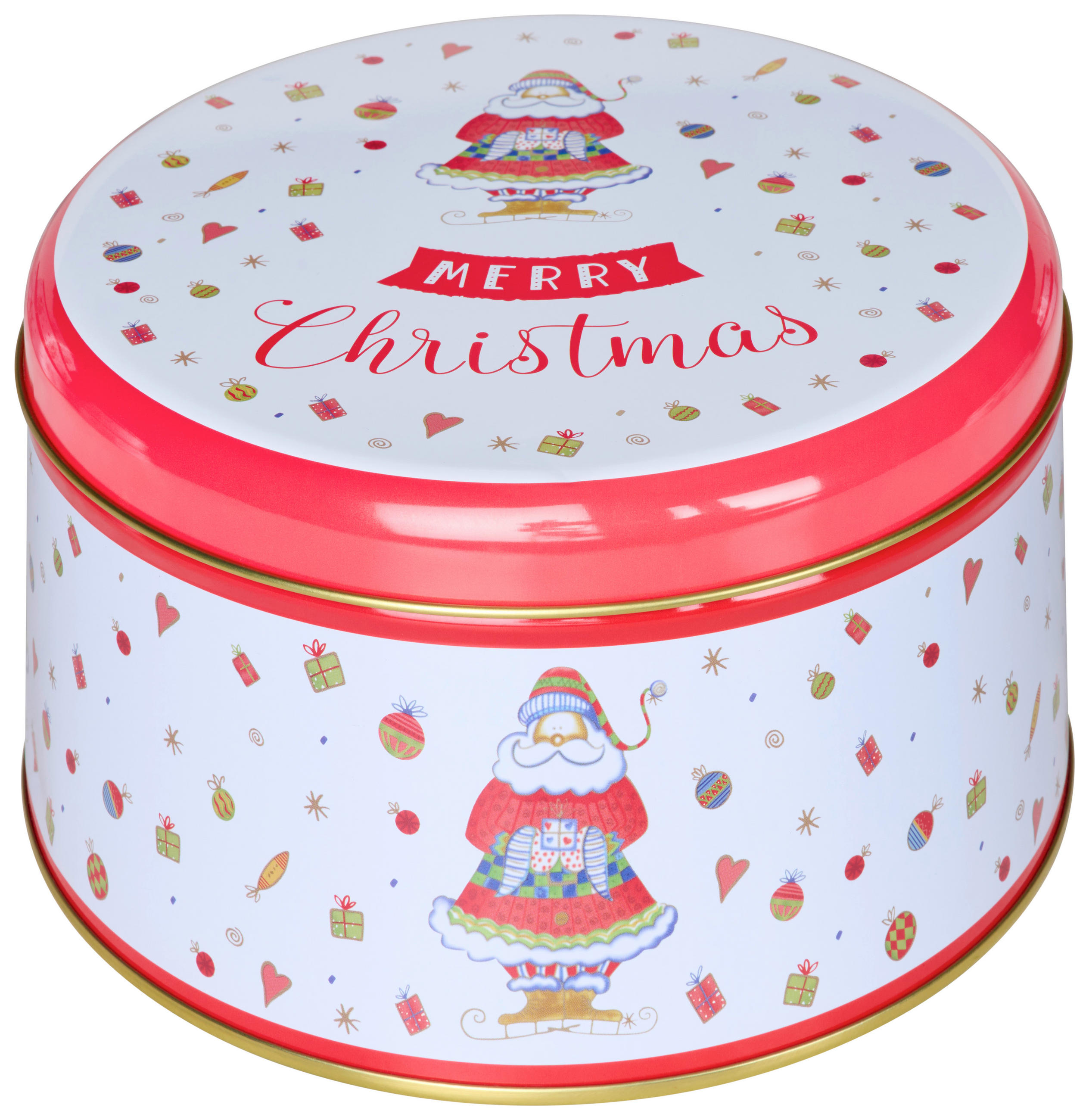 KEKSDOSE 1.21 l  - Hellrot/Weiß Hochglanz, LIFESTYLE, Metall (13,6/8,3cm) - X-Mas