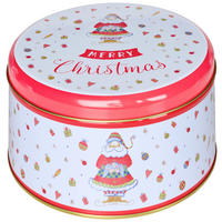 KEKSDOSE 1.21 l  - Hellrot/Weiß Hochglanz, LIFESTYLE, Metall (13,6/8,3cm) - X-Mas