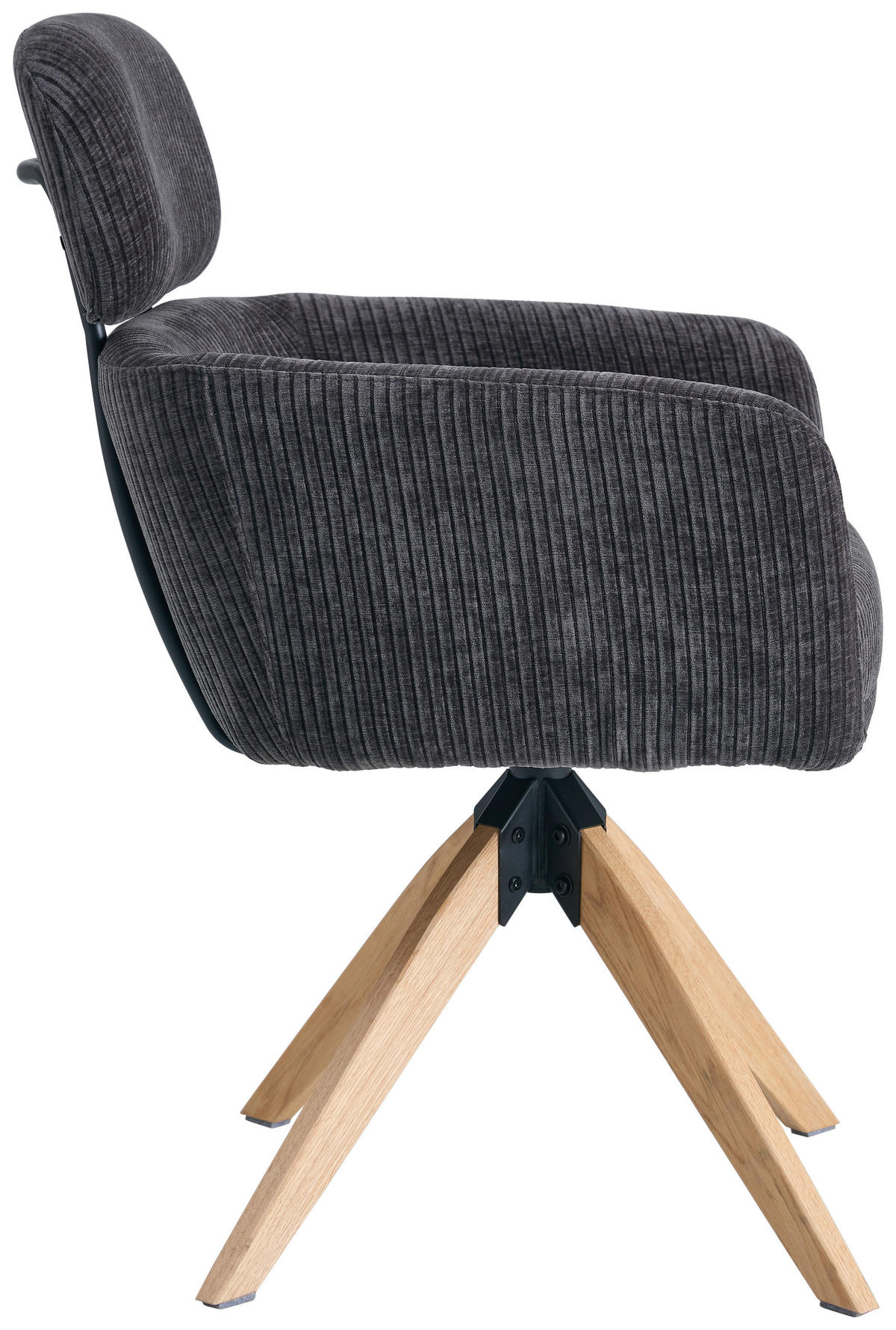ARMLEHNSTUHL  Sitzfläche 360° drehbar Chenille  Anthrazit  - Anthrazit/Naturfarben, KONVENTIONELL, Holz/Textil (60/90/69cm) - Livetastic