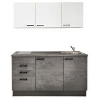 KÜCHENBLOCK 160 cm   in Graphitfarben, Weiß  - Schwarz/Graphitfarben, Design, Holzwerkstoff/Metall (160cm) - Pino