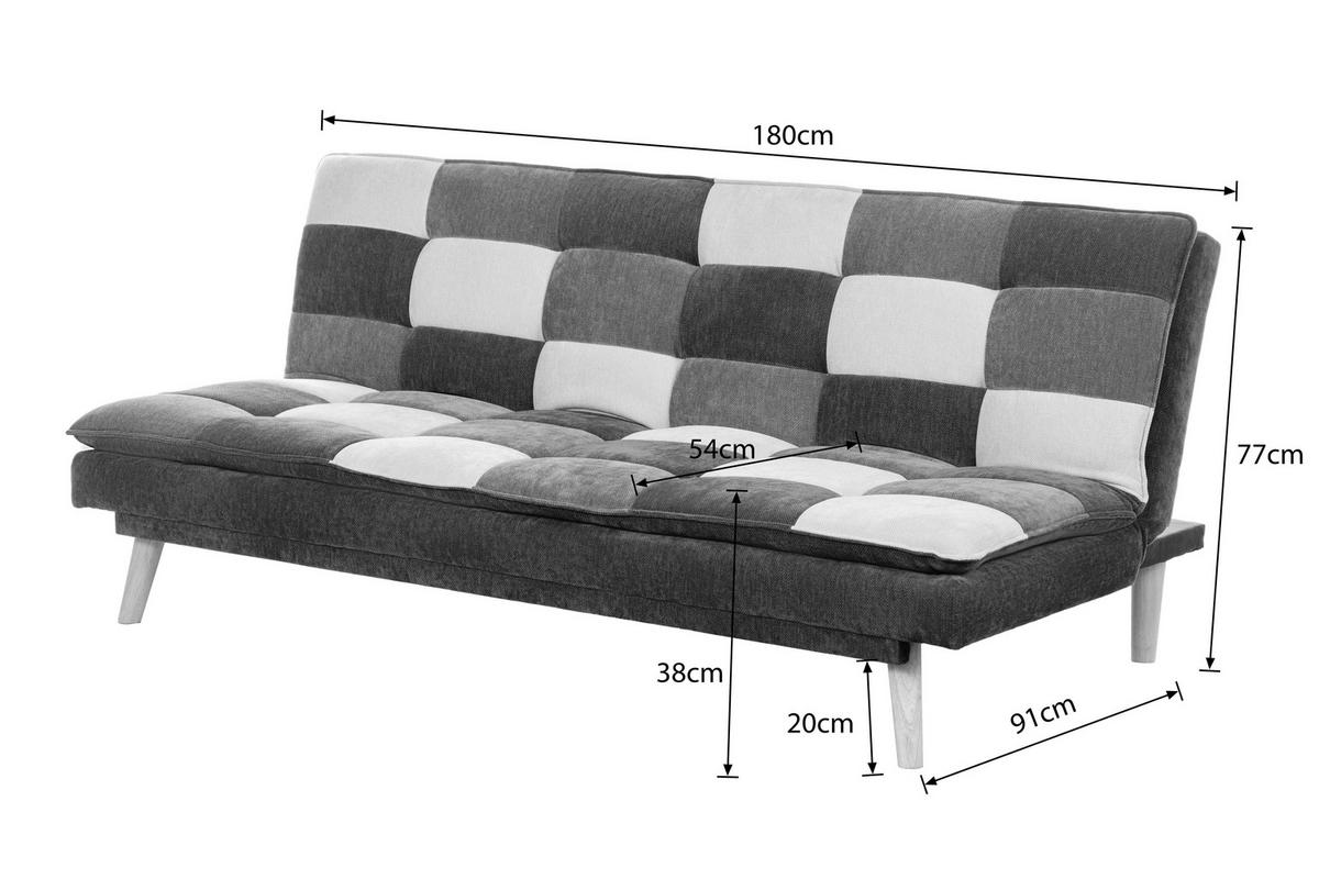SCHLAFSOFA Chenille Blau, Grau, Orange  - Blau/Naturfarben, Design, Holz/Textil (180/77/91cm) - MID.YOU