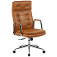CHEFSESSEL Lederlook Chromfarben, Cognac  - Chromfarben/Cognac, KONVENTIONELL, Leder/Kunststoff (63,5/113/120,5/65,5cm) - Novel