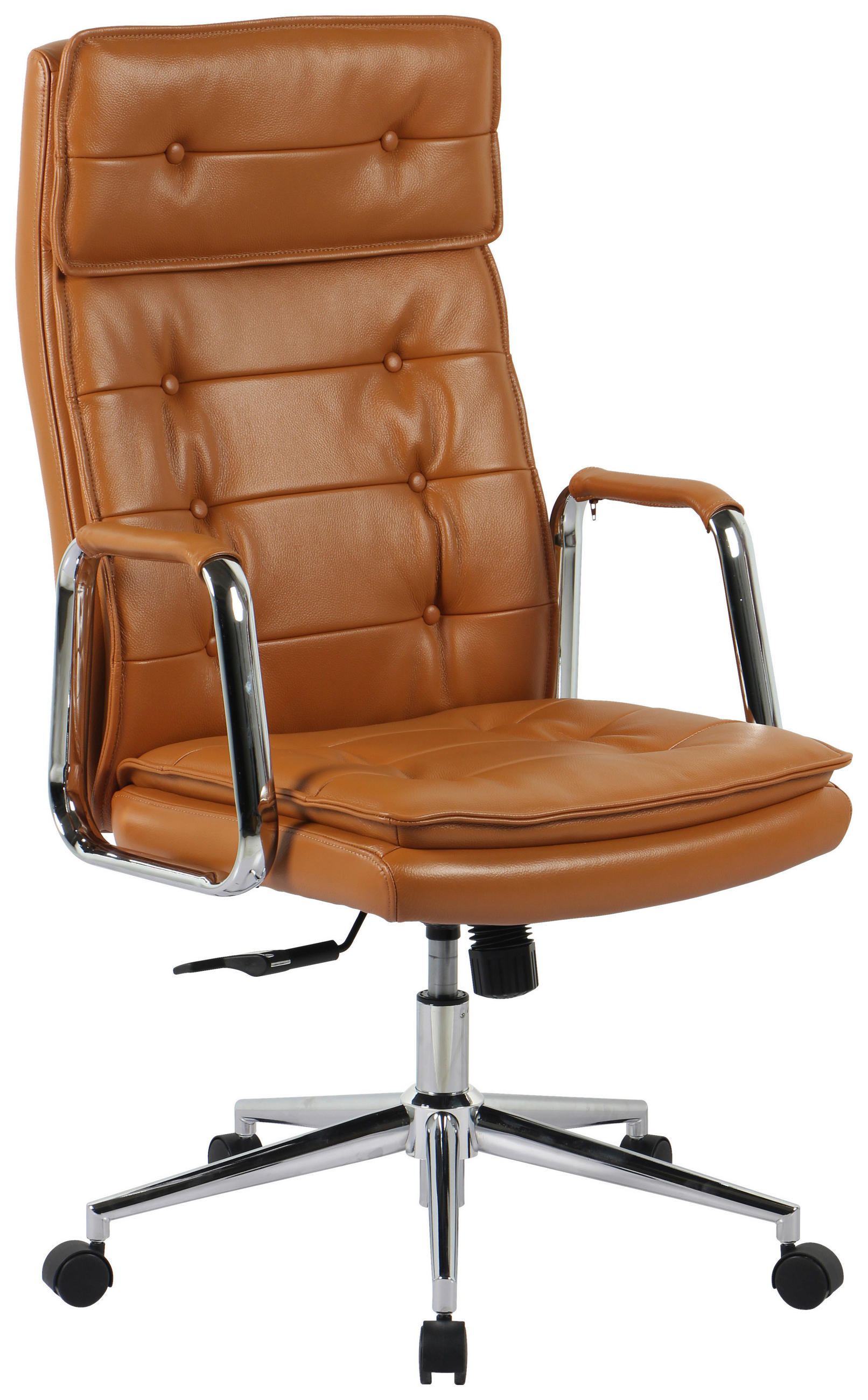 Novel KANCELÁŘSKÉ KŘESLO, vzhled kůže, barvy chromu, koňaková