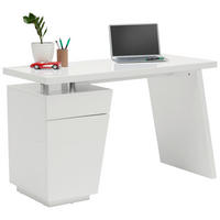 PÍSACÍ STÔL, biela, chrómová, 120/55/76 cm - biela/chrómová, Design, kov/kompozitné drevo (120/55/76cm) - Hom`in