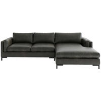 ECKSOFA in Lederlook, Flachgewebe Olivgrün  265/160 cm  - Schwarz/Olivgrün, Design, Textil/Metall (265/160cm) - Livetastic