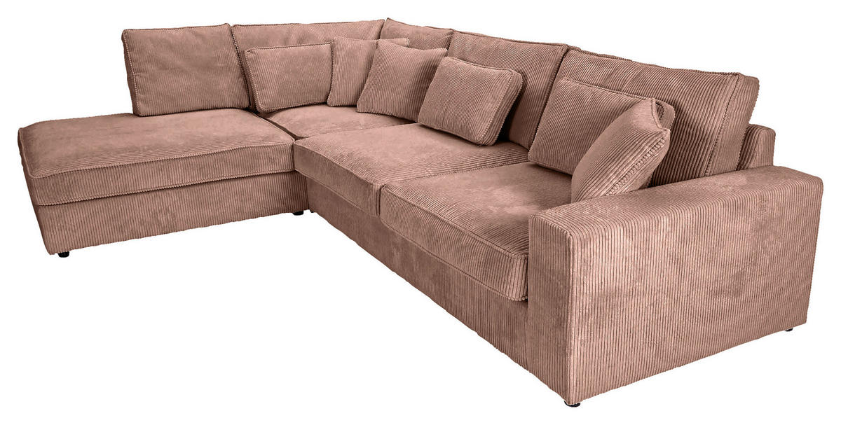 ECKSOFA Rosa Cord Zierkissen, Rückenkissen, Rücken echt  - Schwarz/Rosa, MODERN, Kunststoff/Textil (228/307cm) - Carryhome
