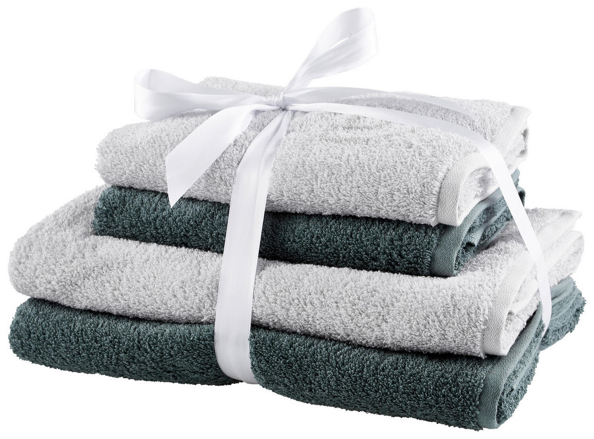 Frottierset 4-teilig GINO Dunkelgrün  - Dunkelgrün, Basics, Kunststoff/Textil (50/100cm) - Bugatti