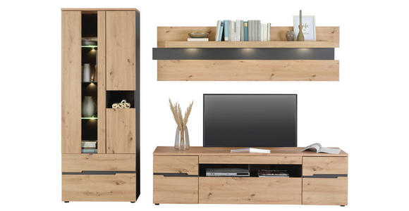 TV-ELEMENT 192/53/47 cm  - Schwarz/Graphitfarben, Trend, Holzwerkstoff/Kunststoff (192/53/47cm) - Carryhome