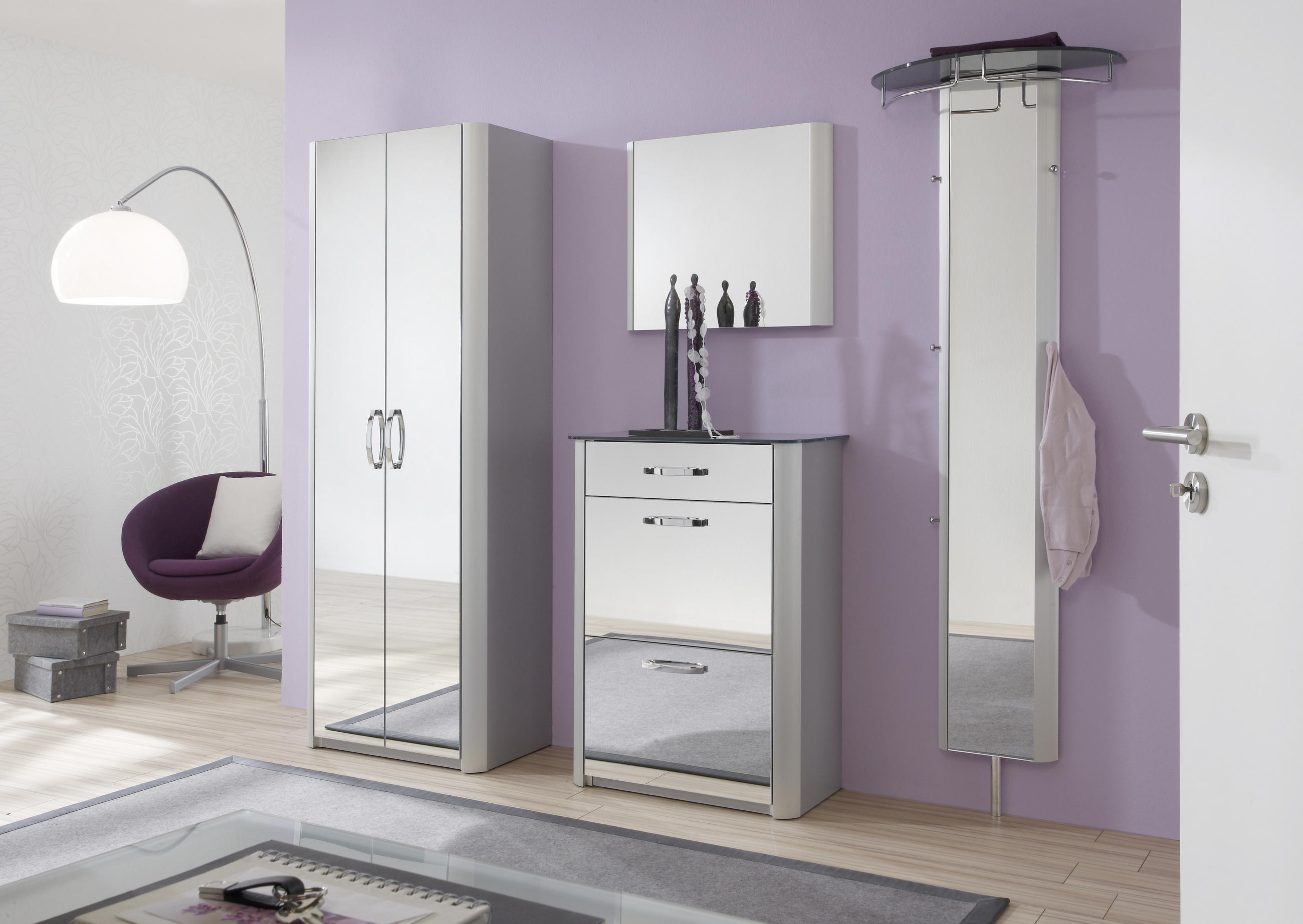 GARDEROBENSCHRANK 66/190/38 cm  - Chromfarben/Alufarben, Design, Glas/Holzwerkstoff (66/190/38cm) - Moderano