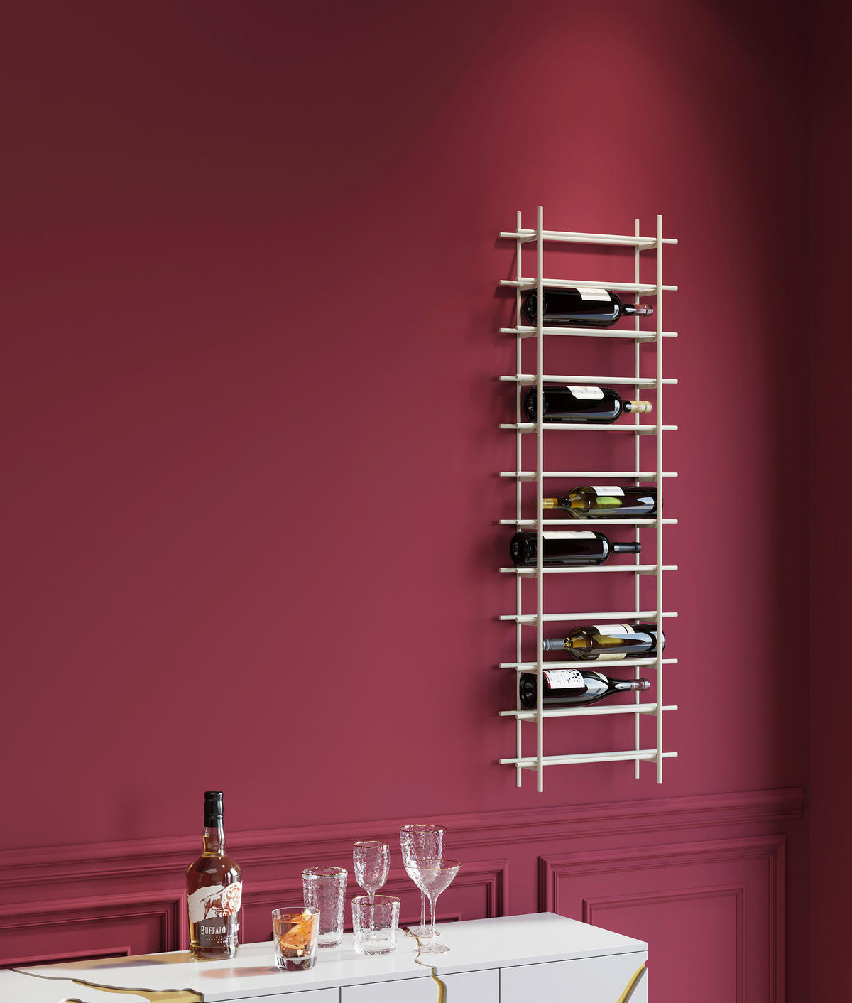 WEINREGAL  - Greige, KONVENTIONELL, Metall (45/136/11cm) - Kare-Design