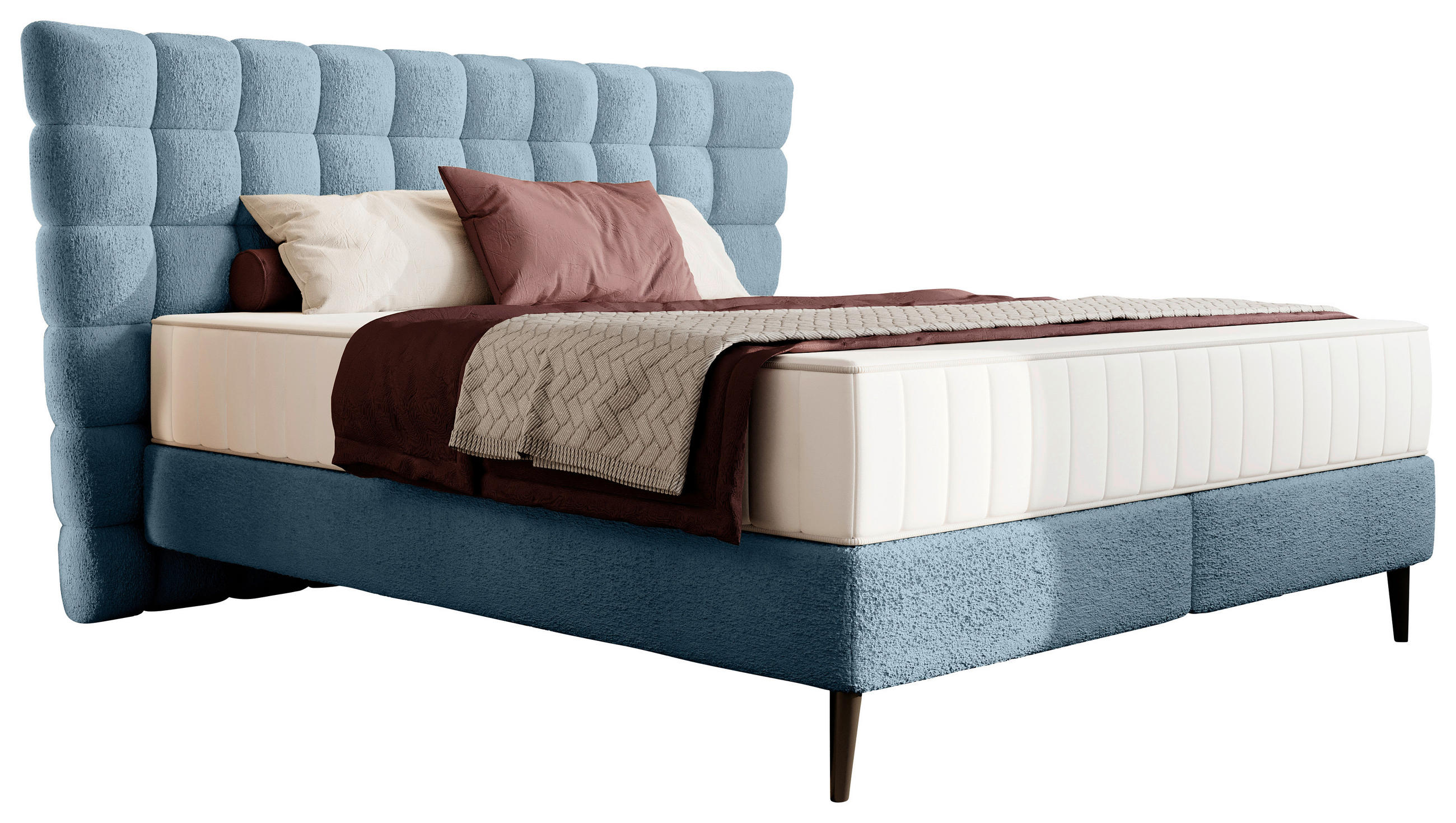 BOXSPRING-ÁGY 180/200 cm  olajkék  - olajkék/fekete, Design, faalapú anyag/textil (180/200cm) - Esposa