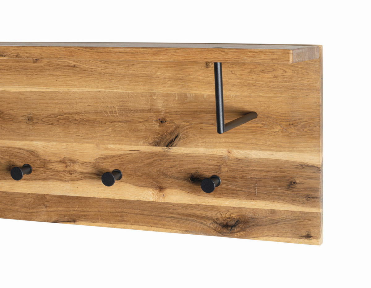WANDGARDEROBE  in Eiche massiv Schwarz, Eichefarben  - Eichefarben/Schwarz, Basics, Holz/Metall (80/30/20cm)