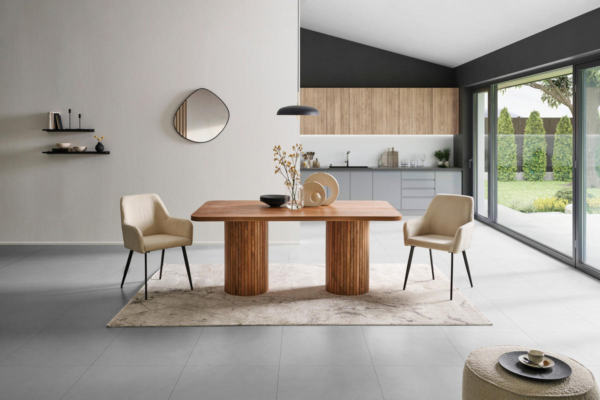 ESSTISCH in Holz   - Naturfarben, Design, Holz (160/76/90cm) - Livetastic