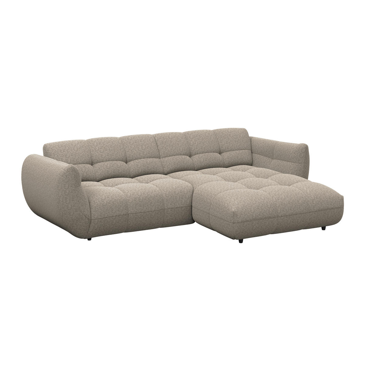 ECKSOFA Chenille Beige  - Beige/Schwarz, Trend, Kunststoff/Textil (280/178cm) - MID.YOU