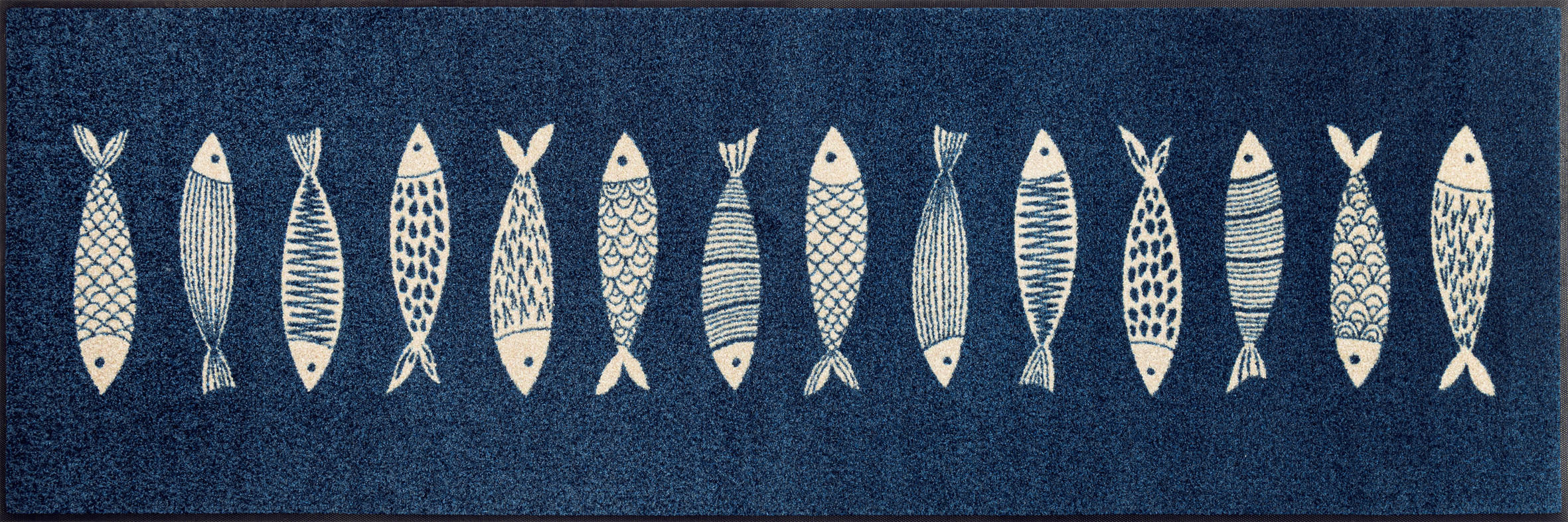 LÄUFER 60/180 cm Fish Tango Blau  - Blau, Design, Kunststoff/Textil (60/180cm) - wash+dry