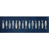LÄUFER 60/180 cm Fish Tango Blau  - Blau, Design, Kunststoff/Textil (60/180cm) - wash+dry