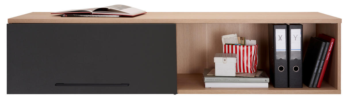 HÄNGEELEMENT Anthrazit, Eichefarben  - Eichefarben/Anthrazit, Design, Holzwerkstoff/Metall (160/36/43,4cm) - Moderano