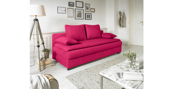 SCHLAFSOFA in Samt Rot  - Rot/Schwarz, KONVENTIONELL, Kunststoff/Textil (207ml) - Venda