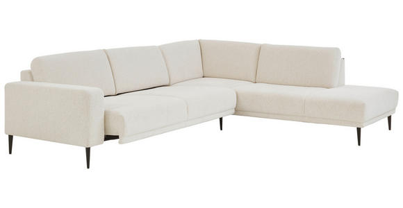 ECKSOFA Dieter Knoll Beige Chenille  - Beige/Schwarz, Design, Textil/Metall (303/254cm) - Dieter Knoll