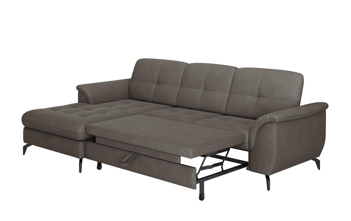 ECKSOFA in Flachgewebe Graphitfarben  164/262 cm  - Schwarz/Graphitfarben, MODERN, Textil/Metall (164/262cm) - Sit & More