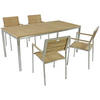 GARTENTISCHGRUPPE  - Silberfarben/Braun, Basics, Holz/Metall (180/90/75cm) - Gardenson