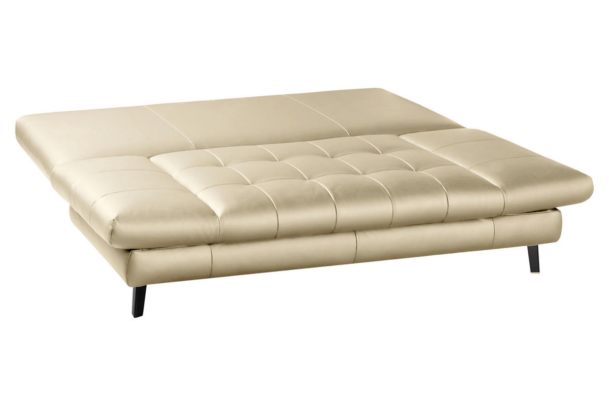 SCHLAFSOFA in Echtleder Schlammfarben  - Schlammfarben/Schwarz, Design, Leder/Metall (209/94/94cm) - Novel