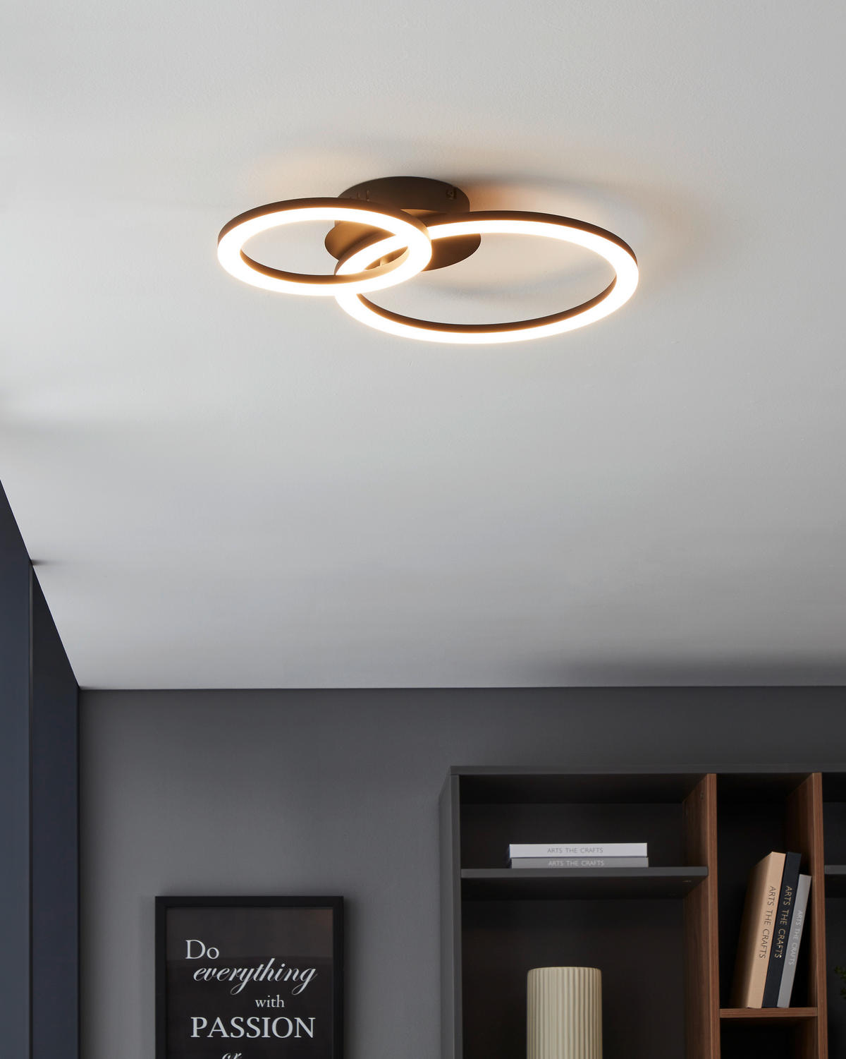 STROPNÉ LED SVIETIDLO, 44,5/30/7 cm - čierna/biela, Design, kov/plast (44,5/30/7cm) - Eglo