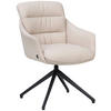 ARMLEHNSTUHL  Sitzfläche 360° drehbar, inklusive Armlehnen, automatische Rückholfunktion  Echtleder  - Beige, Design, Leder/Metall (62/85,5/65cm) - Dieter Knoll