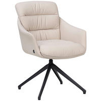 ARMLEHNSTUHL  Sitzfläche 360° drehbar, inklusive Armlehnen, automatische Rückholfunktion  Echtleder  - Beige, Design, Leder/Metall (62/85,5/65cm) - Dieter Knoll